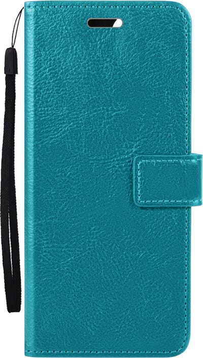 Hoes - Met Pasjeshouder - Geschikt voor OPPO A17 - Luxe Bookcase Portemonee - Flip Case - Kunstleer Book Case - Flipcase - Book Cover - Walletcase - PortemonneeHoes - Turquoise
