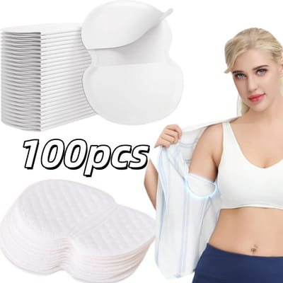 100 stuks Zweetpleisters voor de oksels - Onzichtbare kleeflaag - Antiperspirantpleisters - 9,5*12,5 cm - Geschikt voor oksels en borst, uitstekende zweetabsorptie, laat geen vlekken achter, ideaal voor op reis en dagelijks gebruik. - Wit