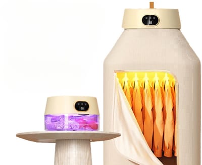 Draagbare Elektrische Droger voor Was Opvouwbare Mini Droger met UV Sterilisator 8 Uur Timer 360° Hetelucht Verstelbaar Stil Sneldrogend Apparaat voor Appartement Camper Reizen en Kleine Wasruimtes