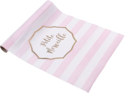 ARTYFETES - Tafelloper "petite merveille" gestreept roze en goud van stof 28 cm x 5 m