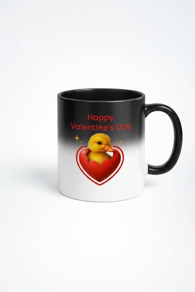 Valentijnsdag Magische Mok met Eendje in Hart - Happy Valentine's Day Cadeau