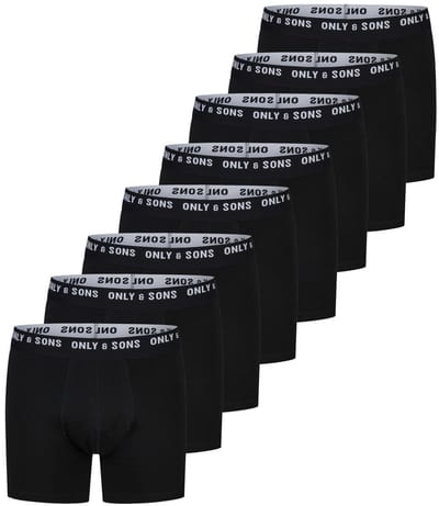Only & Sons Heren Boxershorts ONSSCOTT 8 PACK Zwart S Ondergoed met Elastische Softband