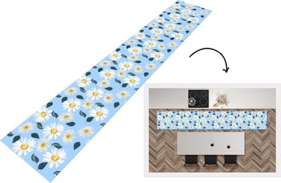 Keukenloper - Loper keuken - Madeliefjes - Blauw - Patroon - 300x50 cm - Keukenloper vinyl