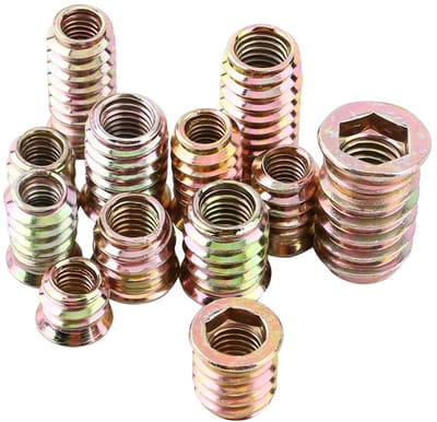 Dailygoods- Zeskantmoeren Set van 20 Stuks - M6/M8/M10 - Zinklegering - Voor Houtbewerking - Schroefdraadhuls - Voorkomt Draaien - Steekmoeren