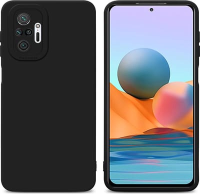 Cadorabo Hoesje geschikt voor Xiaomi RedMi NOTE 10 PRO in FLUID ZWART - Beschermhoes gemaakt van flexibel TPU silicone Cover Fluid Case