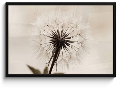 Poster in lijst - Fotolijst 90x60 cm - Posters - Paardenbloem - Minimalistisch - Wit - Posterlijst zwart - Decoratie - Wanddecoratie woonkamer - Muurdecoratie slaapkamer