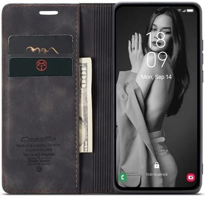 CaseMe 013 Hoesje Geschikt voor Samsung Galaxy A35 - Book Case met Standaard - Portemonnee Beschermhoes - Pasjeshouder voor Twee Pasjes - Zwart