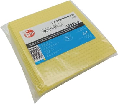 Sponsdoekjes geel 10 stuks - biologisch - goed absorberend - vochtige sponsdoek