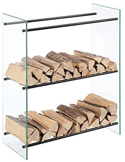Houtopslag met Gehard Glas en Metaal 80x35x100 cm - Optimaal voor Brandhout