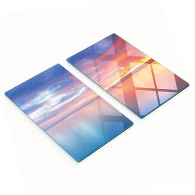Duurzame en stijlvolle glazen keukenplanken met zonsondergangpatroon 2x30x52 cm