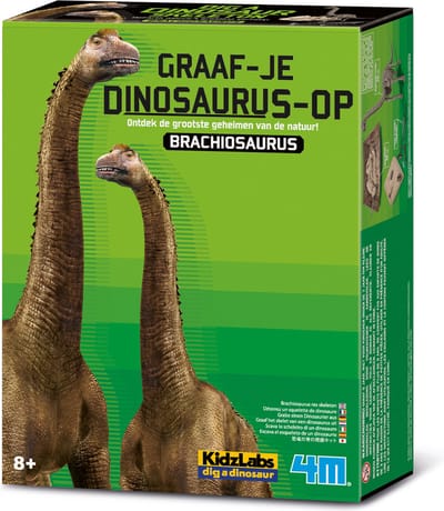 4M Graaf Je Dino Op - Brachiosaurus - Opgraafkit En Modelbouw Skelet - KidzLabs - 7 Jaar