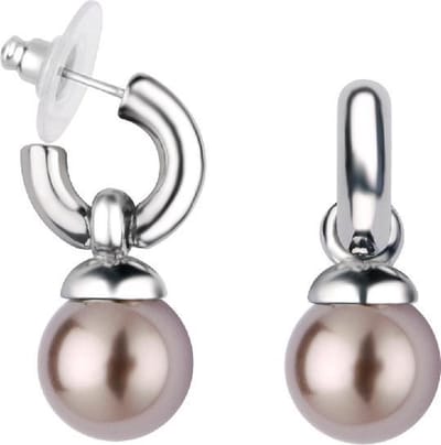Behave - Zilverkleurige oorsteker met parelhanger - Fashion sieraden