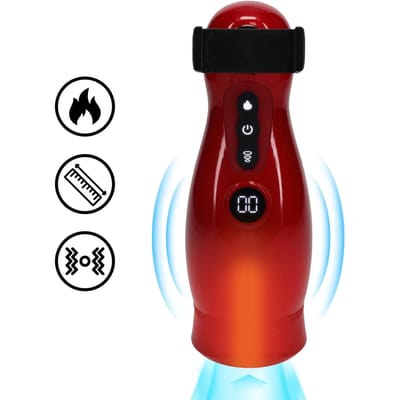 Virtuo - Suction and Vibration Masturbator Pump with Phone Attachment - Metallic Red