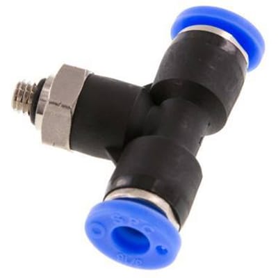 3/16'' x UNF 10-32 inline T-stuk Messing/PBT Insteekfitting Draaibaar NBR [2 Stuks]