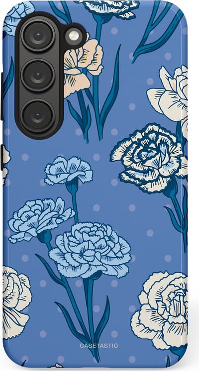 Casetastic hoesje geschikt voor Samsung Galaxy S23 - Dubbellaagse bescherming - Anjer melange - Fashion Case - Lavendel Petrol Zilver