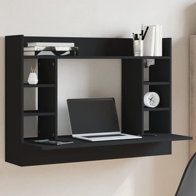 vidaXL - Wandbureau - 105x48x75 - cm - bewerkt - hout - zwart