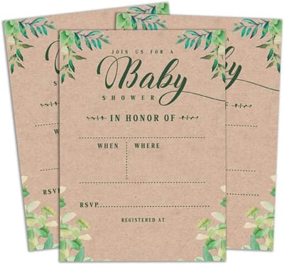Luxe Babydouche Uitnodigingskaarten - Blanco & Volledig Bedrukbaar (Set van 28)