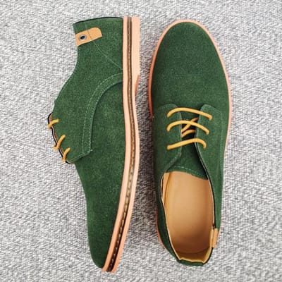 Heren Mode Kleding Schoenen Retro Suède Leer Heren Schoen Klassieke Oxford Casual Sneakers 48 Grote Maat Flats Comfortabele Heren Laarzen 47 groen