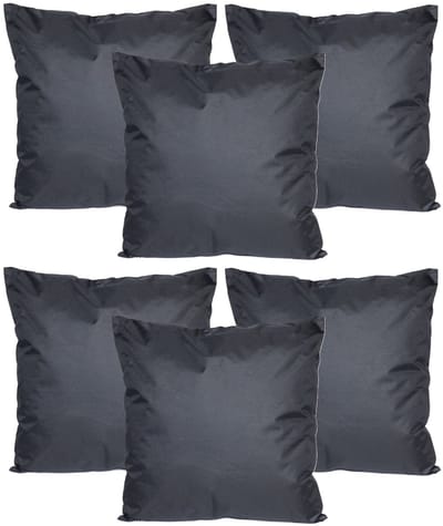 Anna's collection Buiten of tuin sier kussens - 6x - zwart - 45 x 45 cm - binnen/buiten - zitkussens tuinbank