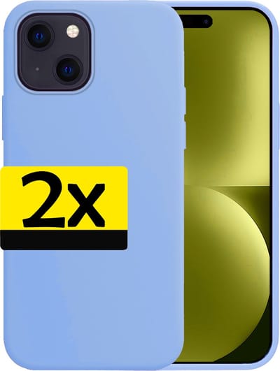 Hoesje - 2 Stuks - Geschikt voor Apple iPhone 15 - Sterk & Shockproof - Case Siliconen - Back Cover - Telefoon Hoes - Telefoonhoesjes - Lichtblauw