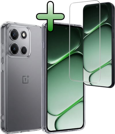 Hoesje Met Screenprotector - Geschikt voor OnePlus Nord 6 - Sterk & Shockproof - Back Cover - Siliconen Case - Telefoon Hoes - Transparant
