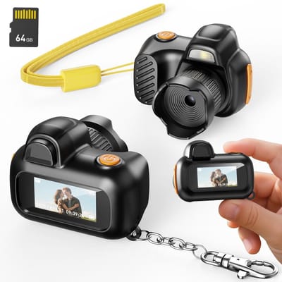 GELLDG Mini Camera - 1080P HD Video - 4 Filters - 3,3x4,6cm - Kunststof - Geschikt voor Tieners, Volwassenen en Kinderen - Draagbare Sleutelhangercamera voor Beginners in Fotografie