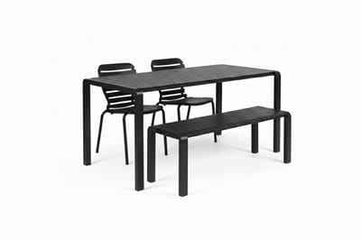 Zuiver Vondel Tuinset 4 personen - tuintafel + 2 stoelen + tuinbankje Zwart