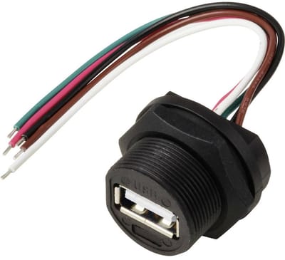 TRU COMPONENTS TC-E13T-FU2-PWF-0.1PV TC-13543556 USB 2.0-bus voor montage aan de achterkant met draad IP67 (schroefdraa