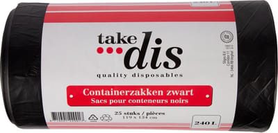 Take Dis Containerzakken 119 x 134cm 240L HDPE 15my - Rol 25 stuks