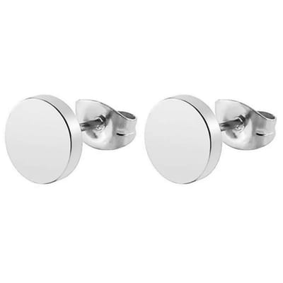 Fako Bijoux® - Oorbellen Dichte Cirkel - Ronde Oorstekers - RVS - Staal - Munt - Zilverkleurig - 8mm