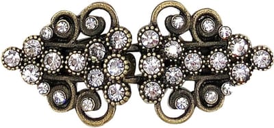Fako Bijoux® - Vestsluiting Classic - Clip Met Haakje - Vestclip - Vestklem - Klaver Strass - Bronskleurig
