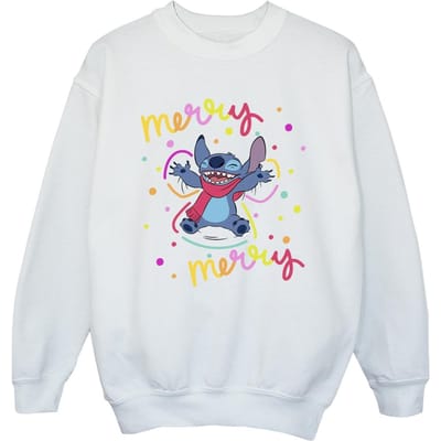Disney Meisjes Lilo & Stitch Vrolijk Regenboog Sweatshirt (Wit)
