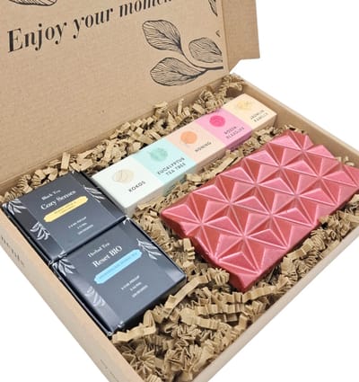 Shampoobars - Verwenbox Zeep, Thee & Chocolade - Bodybar proefpakket - 2 Thee - Chocolade reep
