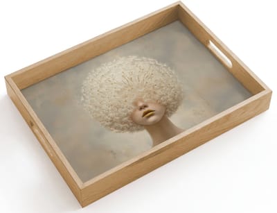 Dienblad hout 40x30 cm - Schootdienblad - Dromerig - Beige - Paardenbloemzaadjes - Borrelplank rechthoek - Plateau dienbladen