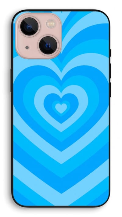Case Company® - Hoesje geschikt voor iPhone 13 mini hoesje - Hart Blauw - Biologisch Afbreekbaar Telefoonhoesje - Bescherming alle Kanten en Schermrand