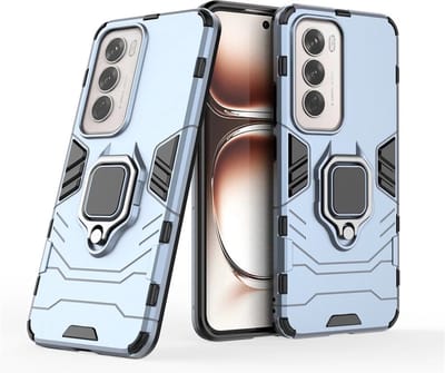 MobyDefend Hoesje - Geschikt voor Oppo Reno12 - Dubbelgelaagde Pantsercase Met Standaard - Blauw