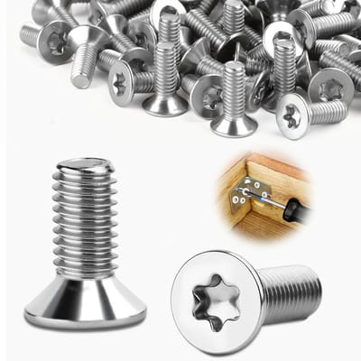 Pack van 120 verzonken schroeven M3 x 10 mm, RVS 304, Torx en zeskant voor hout en meubels