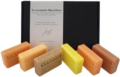 Savon de marseille Zeep pakket Ananas, Mandarijn, Abrikoos, Grapefruit, Mango, Sinaasappel - beterschap pakket - fruit pakket-