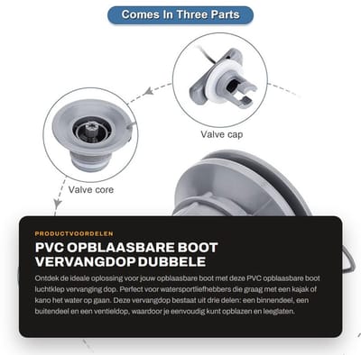 Dailygoods- Luchtklep Vervanging - Opblaasbare Boot - Kajak Ventiel - Accessoire - Dubbele Lekbescherming - Drie Delen - Opblaasboot