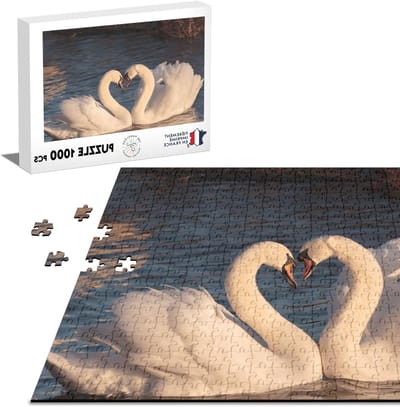 Puzzel Zwanen Hart - Romantische Puzzel - Ontspannend Tijdverdrijf - Gemaakt in Frankrijk - 68 x 48 cm - Multicolor