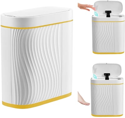 Automatische Vuilnisemmer - Wit - 26,5 x 14 x 29,5 cm - Contactloze Sensor Vuilnisemmer - Voor Badkamer en Keuken