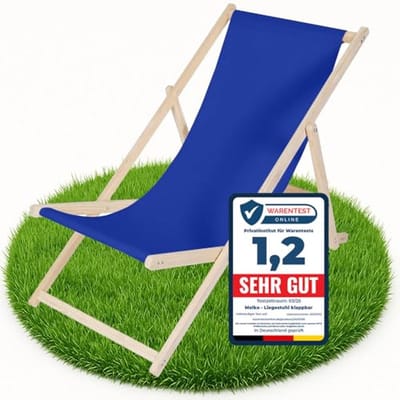 Inklapbare Houten Ligstoel voor Strand en Tuin - Donkerblauw