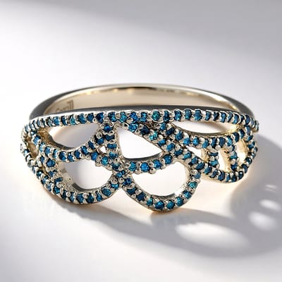 Cavill - Zilveren ring met 127 Fancy Rondgeslepen Diamanten 0,42 ct Pavé-zetting - 925 Sterling Zilver Platina Geplateerd - Elegante Luxe Damesring