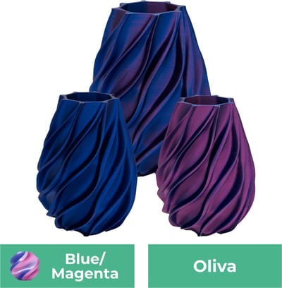 Oliva organische vaas – Decoratieve vaas - Blauw / Paars - 3d geprinte vaas – geschikt voor droogbloemen - 20CM