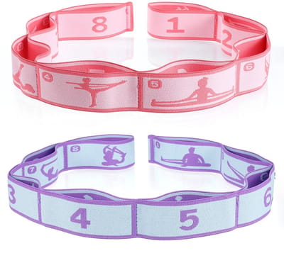 Dailygoods- Yoga Stretchband 2 Stuks - Elastische Weerstandsbanden - Fitnessbanden met Lussen - 90 cm Lang - Ideaal voor Yoga/Pilates - Hoogwaardig Materiaal - Weerstandsband