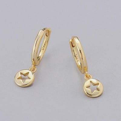 925 Sterling Zilver Ster Hoop Oorbellen Vrouwelijk Meisje Gouden Bedels Eenvoudige Sieraden