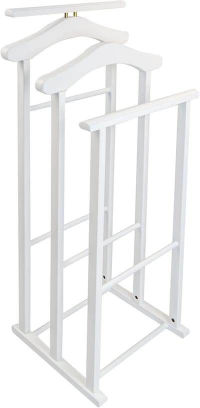Arredamenti Italia MAXI Bianco - Kledingstandaard in Hout - Dressboy - 2 Kledinghangers en 2 Broekhangers - Wit