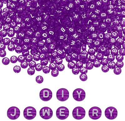 Letterkralen, 1000 stuks, 4 x 7 mm, acryl, alfabet, kralen, vriendschapsarmband, doe-het-zelf kit voor armbanden, sieraden maken, paars