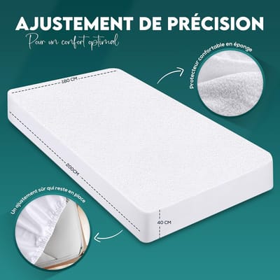 Bedding Matrasbeschermer, Waterdicht, Oeko TEX Gecertificeerd, Hoeslaken, Matrashoes, Ademend, Elastiek rondom - 180 x 200 x 30 cm