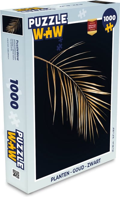 Puzzel Planten - Goud - Zwart - Bladeren - Luxe - Legpuzzel - Puzzel 1000 stukjes volwassenen